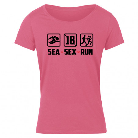 T-Shirt Sea Sex & Run Femme manches courtes Rose