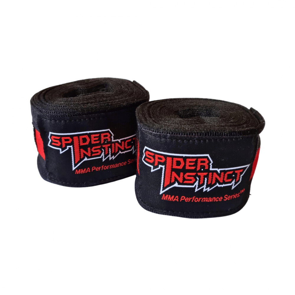 Bandes de boxe SI Impact 4m - Bandage noir/rouge avec velcro - Spider Instinct