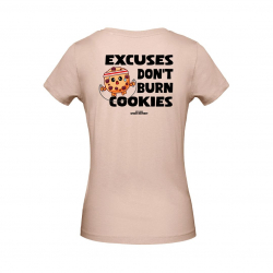 T-Shirt Femme Excuses Don't Burn Cookies - T shirt fitness rose minéral vue de dos - Spider Instinct