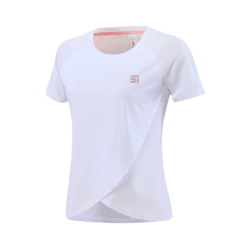 T-Shirt Breeze White Wrap Femme avec un logo rose pastel - Spider Instinct