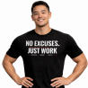 T-Shirt Homme “No Excuses. Just Work” Noir - Spider Instinct - Vue de face sur un mannequin eurasien
