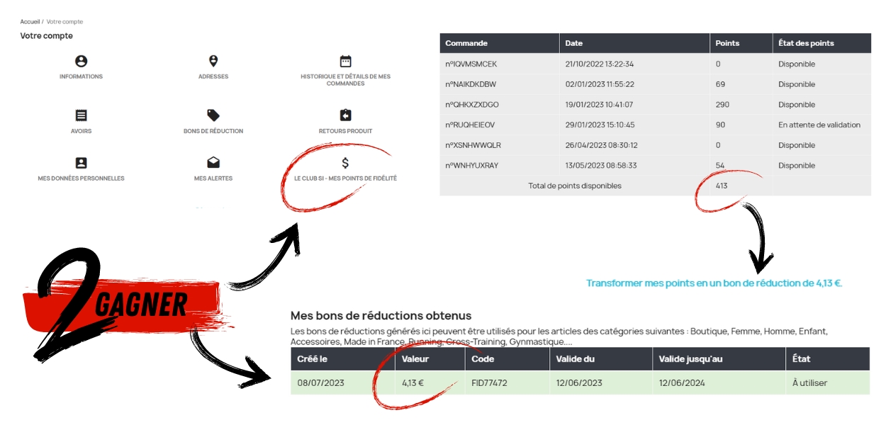 Le Club SI - Processus de transformation des points de fidélité Spider Instinct