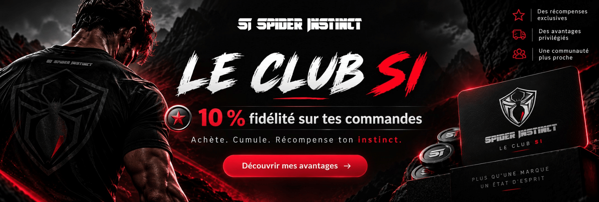 Le Club SI Spider Instinct, programme fidélité 10 % pour vêtements de sport, accessoires et nutrition sportive